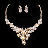 Bridal Wedding Jewelry Crystal Rhinestone Sparkling Bouquet Necklace J524 Gold