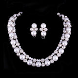 Bridal Wedding Jewelry Crystal Rhinestone Elegant Faux Pearl Necklace J543 White