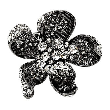 Beautiful Fashion Chunky Big Floral Stretch Ring Black - Accessoriesforever
