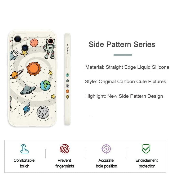 Astronaut Space Theme Side Pattern Design iPhone Protective Phone Case Cover