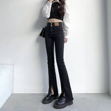 Stylish Trendy High Waist Stretch Slim Wide Leg Flared Boot Cut Denim Pants Jeans