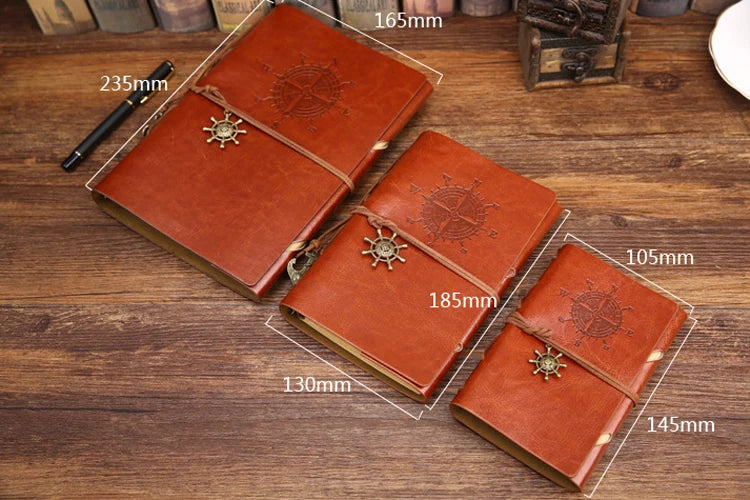 Retro Spiral Vintage Pirate Anchor Leather Scrapbook Travel Journal Diary Notebook - Accessoriesforever