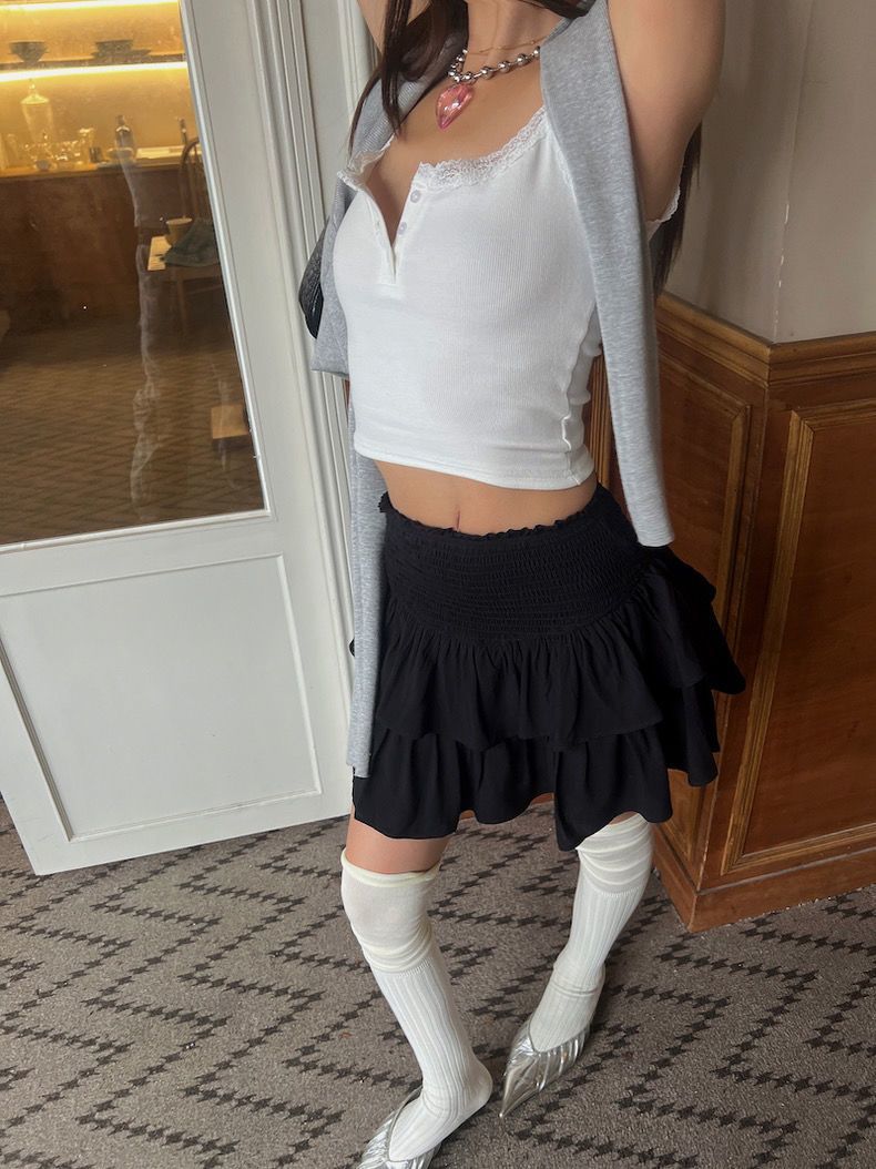 Cute Adorable Ruffle Layer High Waist Fashion Mini Skirt Short Skort
