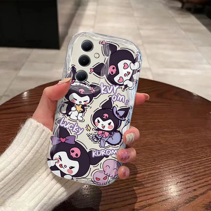 Cute My Melody & Kuromi Cartoon 3D Wave Transparent Clear Phone Case for Samsung Galaxy