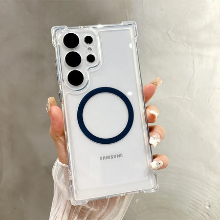 Luxury Reinforced Corners Transparent Armour Magnetic Case for Samsung Galaxy