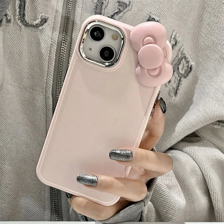 Cute 3D Pink Bowknot Soft Silicone Phone Case Cover for iPhone 15 14 13 12 11 Pro Max X XR