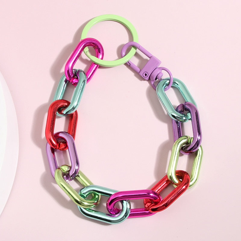 Colorful Fashion Unique Link Chain Design Handmade Jewelry Phone Key Ring Keychain