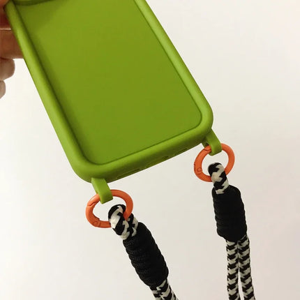 Simple Style Crossbody Shoulder Wristlet Strap Soft Protective Phone Case Cover for iPhone