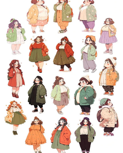 18pc Cute Chubby Characters Scrapbooking DIY Craft Decor Journal Stickers