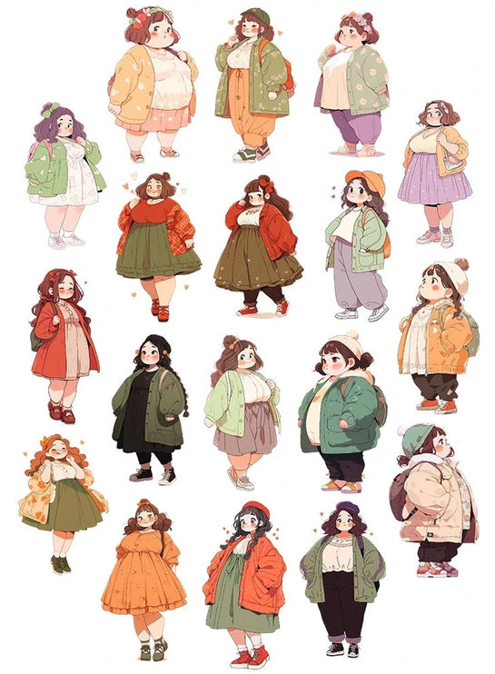 18pc Cute Chubby Characters Scrapbooking DIY Craft Decor Journal Stickers