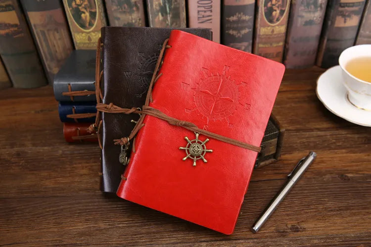 Retro Spiral Vintage Pirate Anchor Leather Scrapbook Travel Journal Diary Notebook - Accessoriesforever