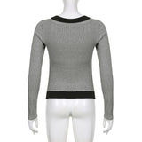 Basic Casual Streetwear Knit Long Sleeves Fashion Crop Top