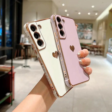 Luxury Plating Side Love Heart Design Slim Phone Case Samsung Galaxy