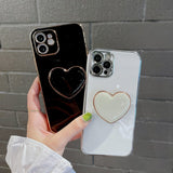 Heart Shaped Back Stand Holder iPhone Protective Phone Case Cover