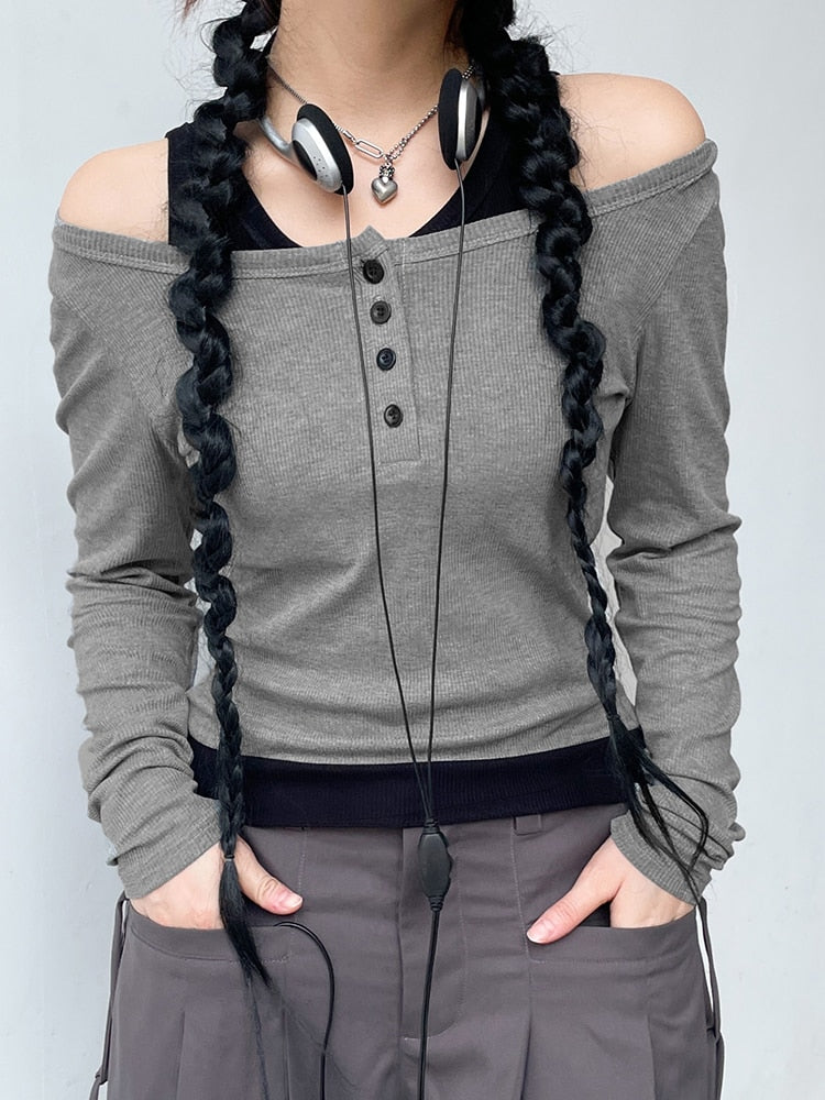 Basic Casual Streetwear Knit Long Sleeves Fashion Crop Top