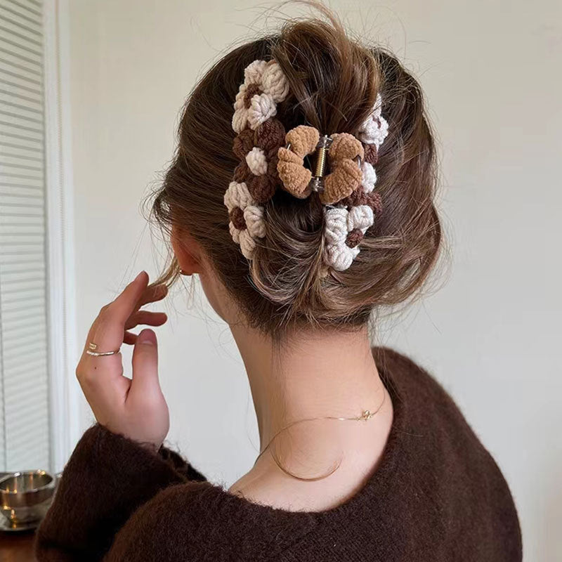 Adorable Floral Pattern Cotton Wool Fashion Hair Jewelry Claw Clip
