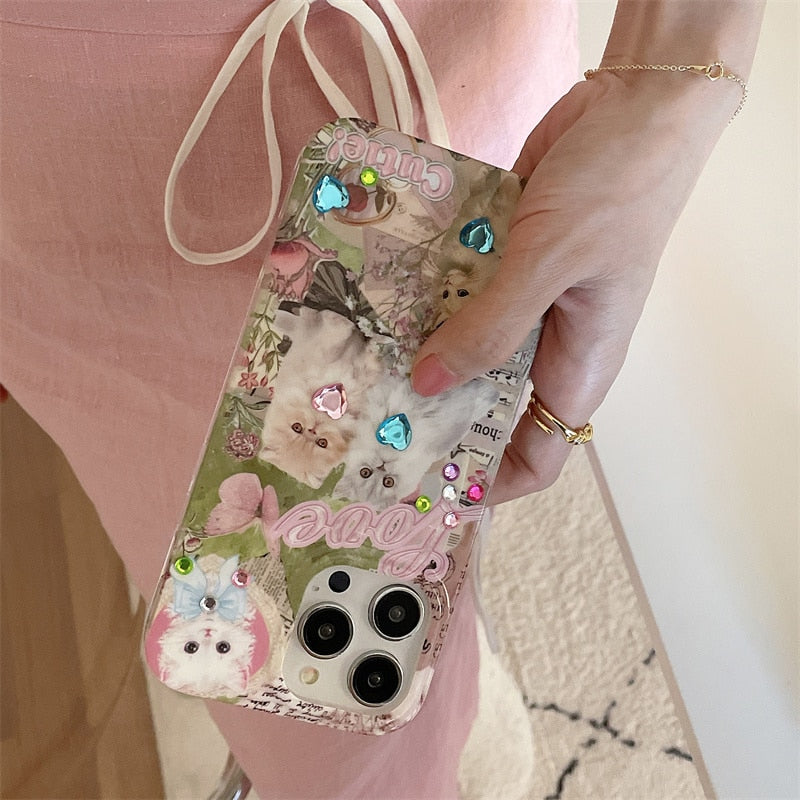 Adorable Cute Cat & Dog Design iPhone Phone Soft Cover Case