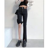 Stylish Trendy High Waist Stretch Slim Wide Leg Flared Boot Cut Denim Pants Jeans