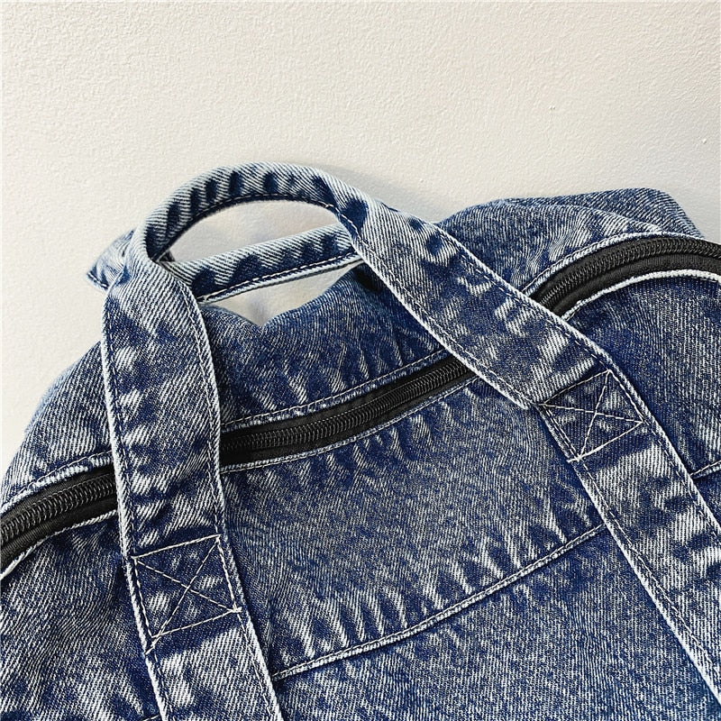 Causal Stylish Fashion Travel School Laptop Denim Bag Backpack