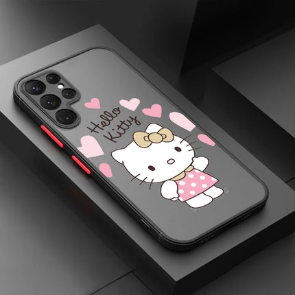 Cute Hello Kitty Ultra Lite Frosted Clear Phone Case Cover for Samsung Galaxy