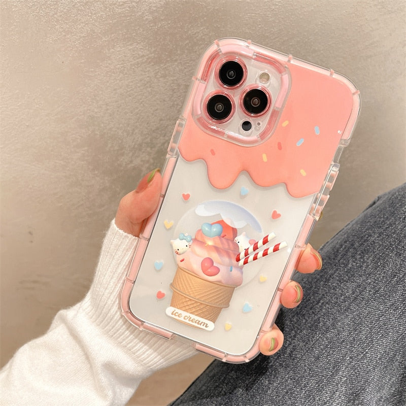 Super Cute Yummy Ice Cream Design Soft iPhone Protective Phone Case Cover