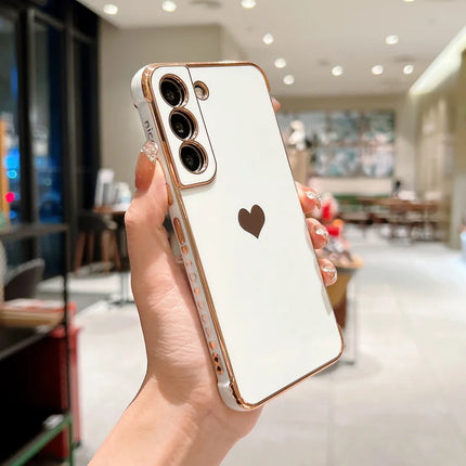 Luxury Plating Side Love Heart Design Slim Phone Case Samsung Galaxy
