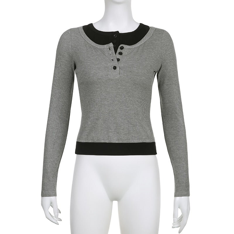 Basic Casual Streetwear Knit Long Sleeves Fashion Crop Top