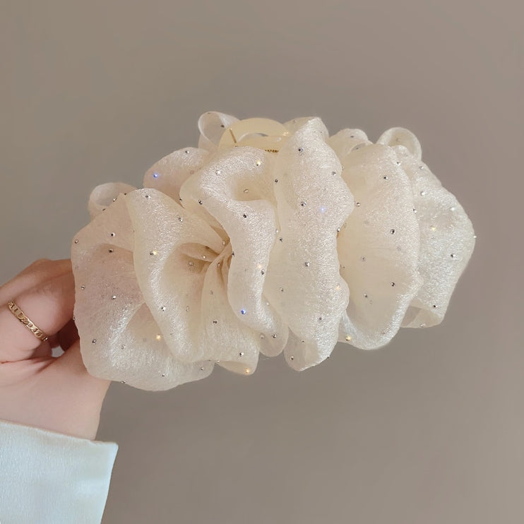 Sweet Beautiful Mesh Tulle Bow Design Hair Clip Claw - Accessoriesforever