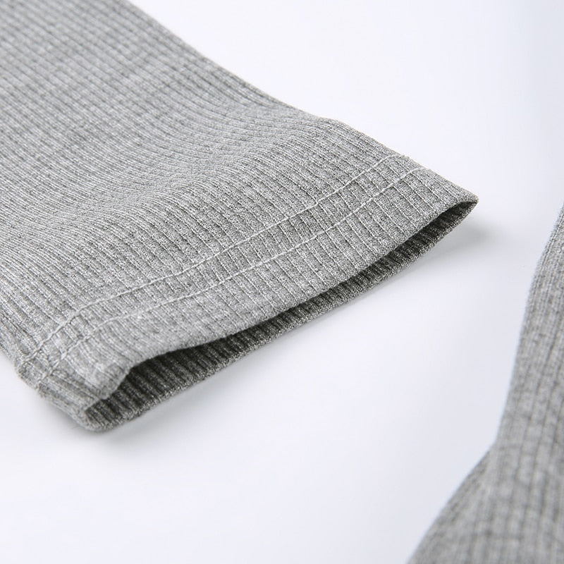Basic Casual Streetwear Knit Long Sleeves Fashion Crop Top