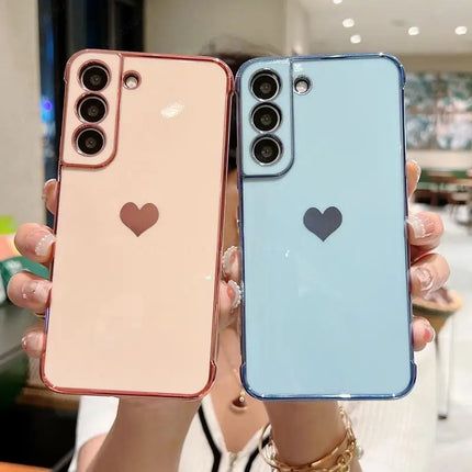 Luxury Plating Side Love Heart Design Slim Phone Case Samsung Galaxy