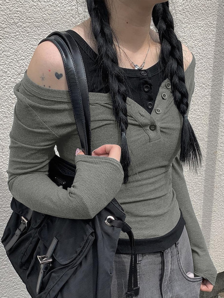 Basic Casual Streetwear Knit Long Sleeves Fashion Crop Top