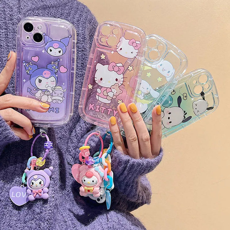 Cute Sanrio Themed Hello Kitty Kuromi Cinnamoroll Pochacco Phone Case Cover for iPhone 15 14 13 Pro Max Plus