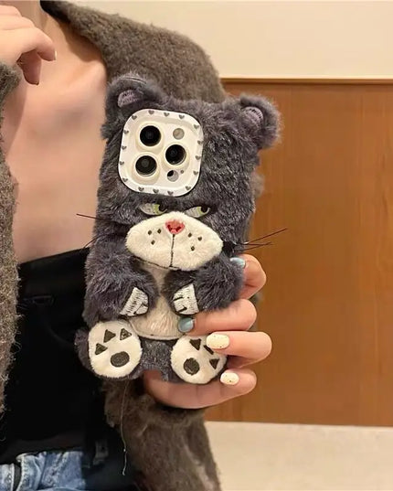 Cute Plush Chinchilla Soft Furry iPhone Case For Cozy Grip