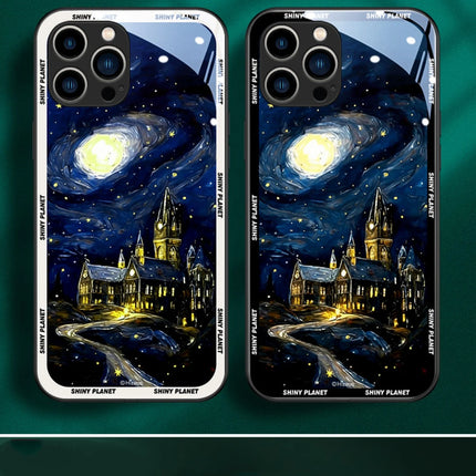 Starry Night Castle LED Light Glowing Phone Case Cover for iPhone 15 14 13 12 11 X Xs Mini Pro Max Plus