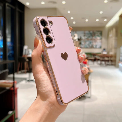 Luxury Plating Side Love Heart Design Slim Phone Case Samsung Galaxy