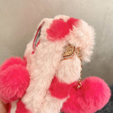 Beautiful Love Heart Design Fluffy Fur Plush iPhone Protective Phone Case Cover