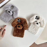 Cute 3D Teddy Dog Soft Fluffy Phone Phone Case Cover For iPhone 15 14 13 12 11 Pro Max Mini X XS XR 8 7 6 SE