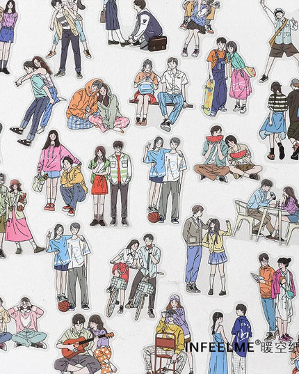 20pcs Young Couple Cute Characters Boys Girls Scrapbooking DIY Craft Decor Journal Stickers
