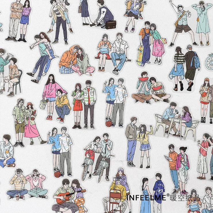 20pcs Young Couple Cute Characters Boys Girls Scrapbooking DIY Craft Decor Journal Stickers