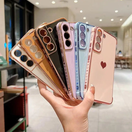 Luxury Plating Side Love Heart Design Slim Phone Case Samsung Galaxy