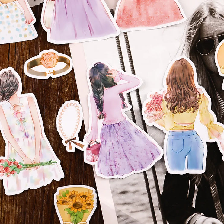 20pcs Beautiful Cartoon Girls Back View Scrapbooking DIY Craft Decor Journal Stickers - Accessoriesforever