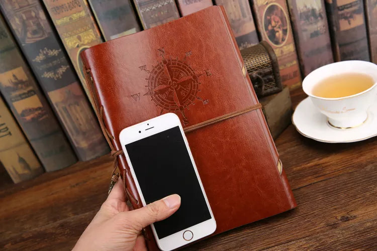 Retro Spiral Vintage Pirate Anchor Leather Scrapbook Travel Journal Diary Notebook - Accessoriesforever