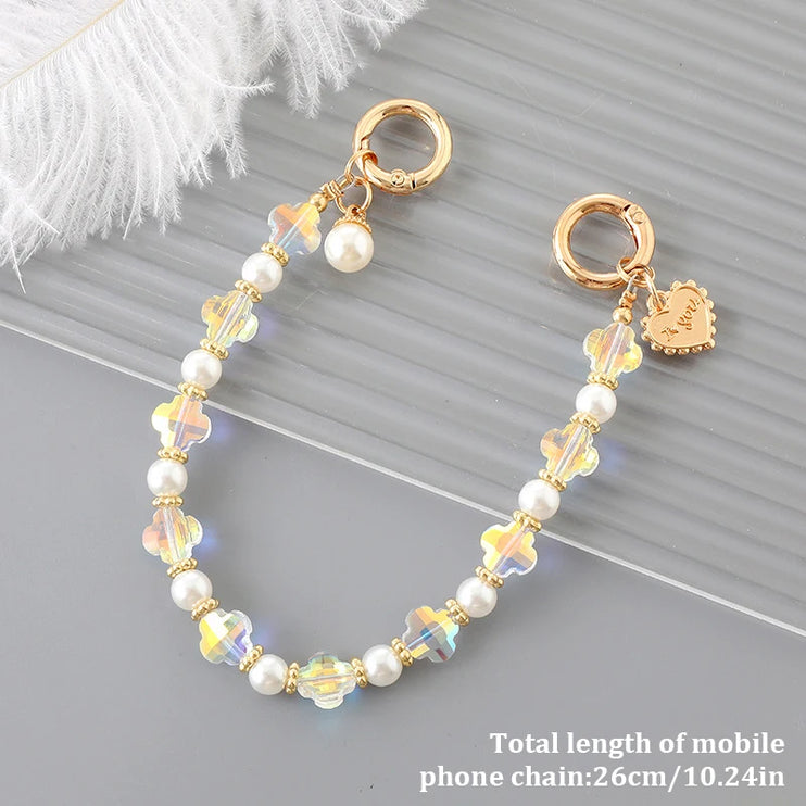 Baroque Pearl Phone Hand Chain - Elegant Beaded Wrist Strap for Bags & Phones
