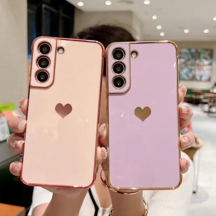 Luxury Plating Side Love Heart Design Slim Phone Case Samsung Galaxy