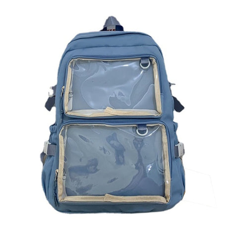 Cute Solid Large Clear Front Pockets Pin Display School Fashion Ita-bag Backpack