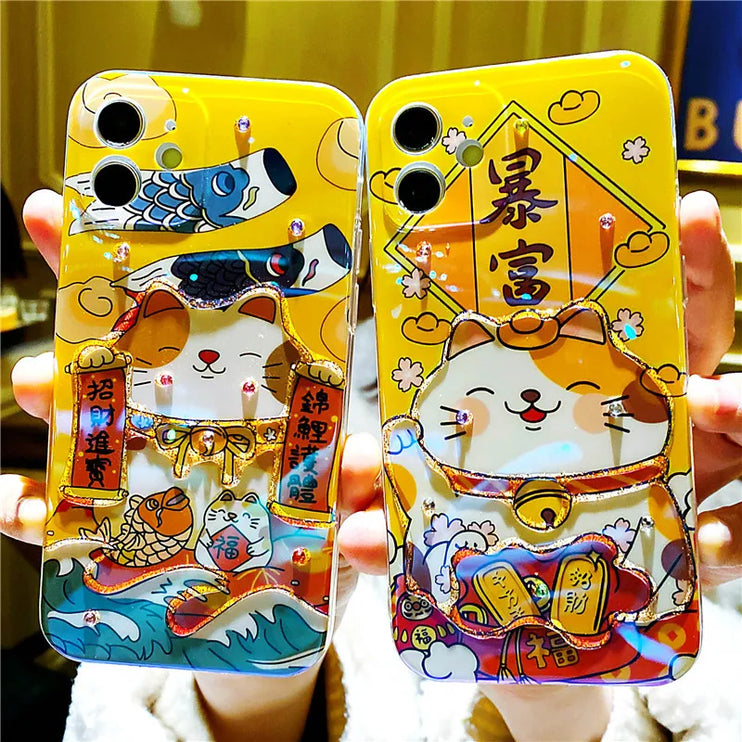 Cute Cartoon Lucky Cat Design Phone Case Cover For iPhone