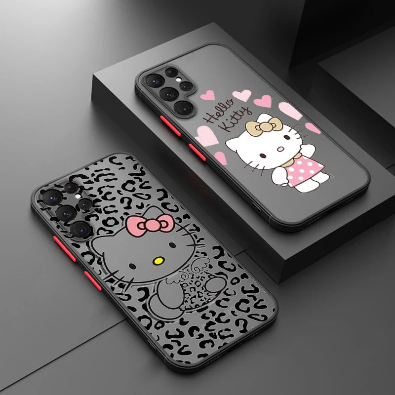 Cute Hello Kitty Ultra Lite Frosted Clear Phone Case Cover for Samsung Galaxy