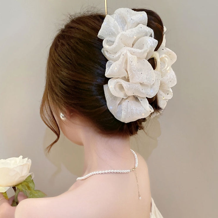 Sweet Beautiful Mesh Tulle Bow Design Hair Clip Claw