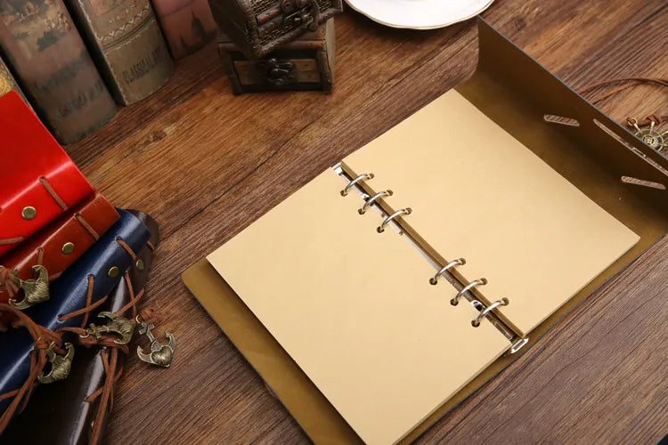 Retro Spiral Vintage Pirate Anchor Leather Scrapbook Travel Journal Diary Notebook - Accessoriesforever