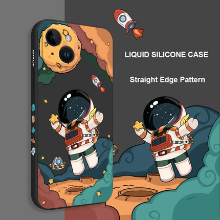 Playful Astronaut Side Pattern Design iPhone Protective Phone Case Cover